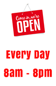 COME IN, WE'RE OPEN sign with White Background