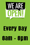 WE ARE OPEN sign with Green Background
