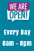 WE ARE OPEN sign with Deep Blue Background